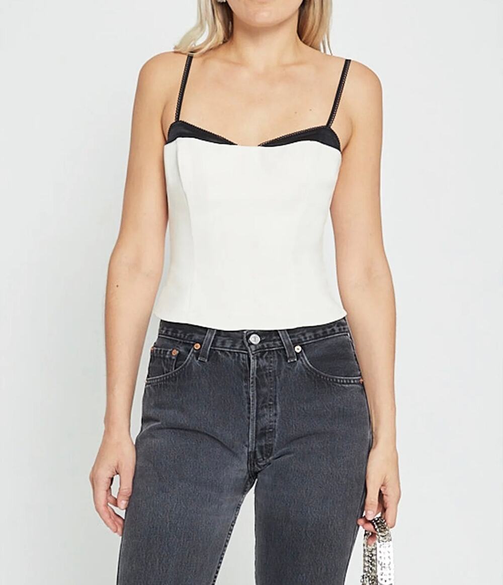 New few Moda Greta Louise Tome corset Cairo ivory & brown top $98 sz 8